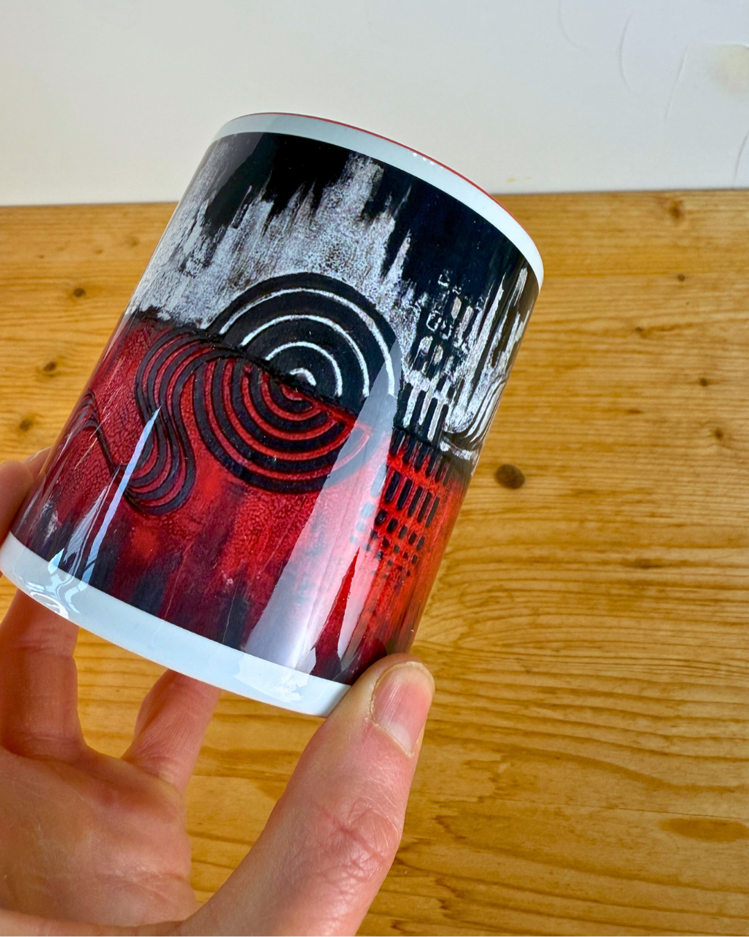 29 - Herz Design Tasse, Kaffeebecher Schwarz Rot groß, Keramikbecher, Valentinstag Geschenk, Tasse Herz Keramik, Tasse schwarz rot Keramik