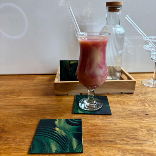 Ausgefallene Untersetzer für Gläser im Set für einen schönen gedeckten Tisch.