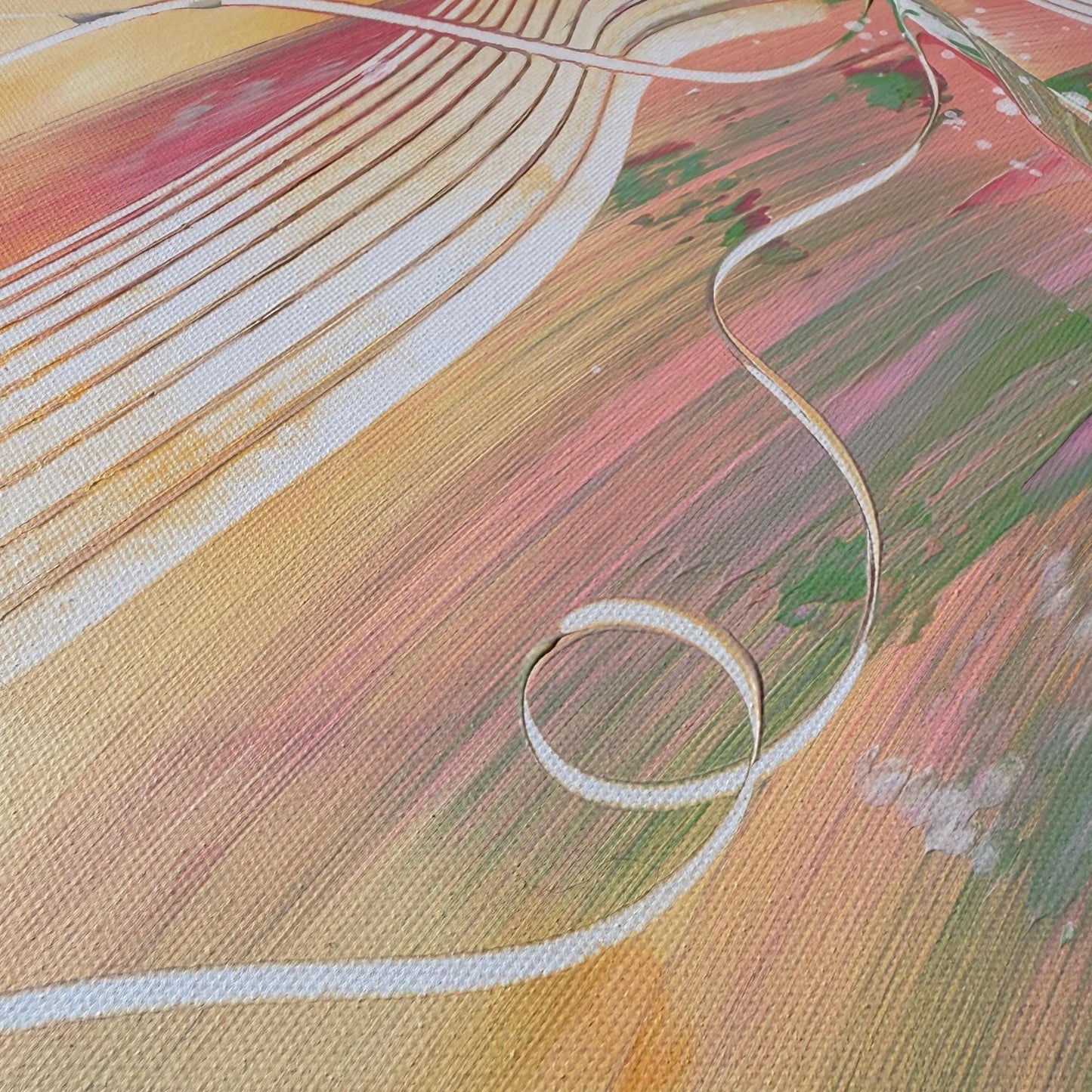 Details modernes Diptychon 2-teilig. Handgemaltes Wandbild mit floralem Motiv in Pastellfarben. Ideal für Schlafzimmer-Deko.