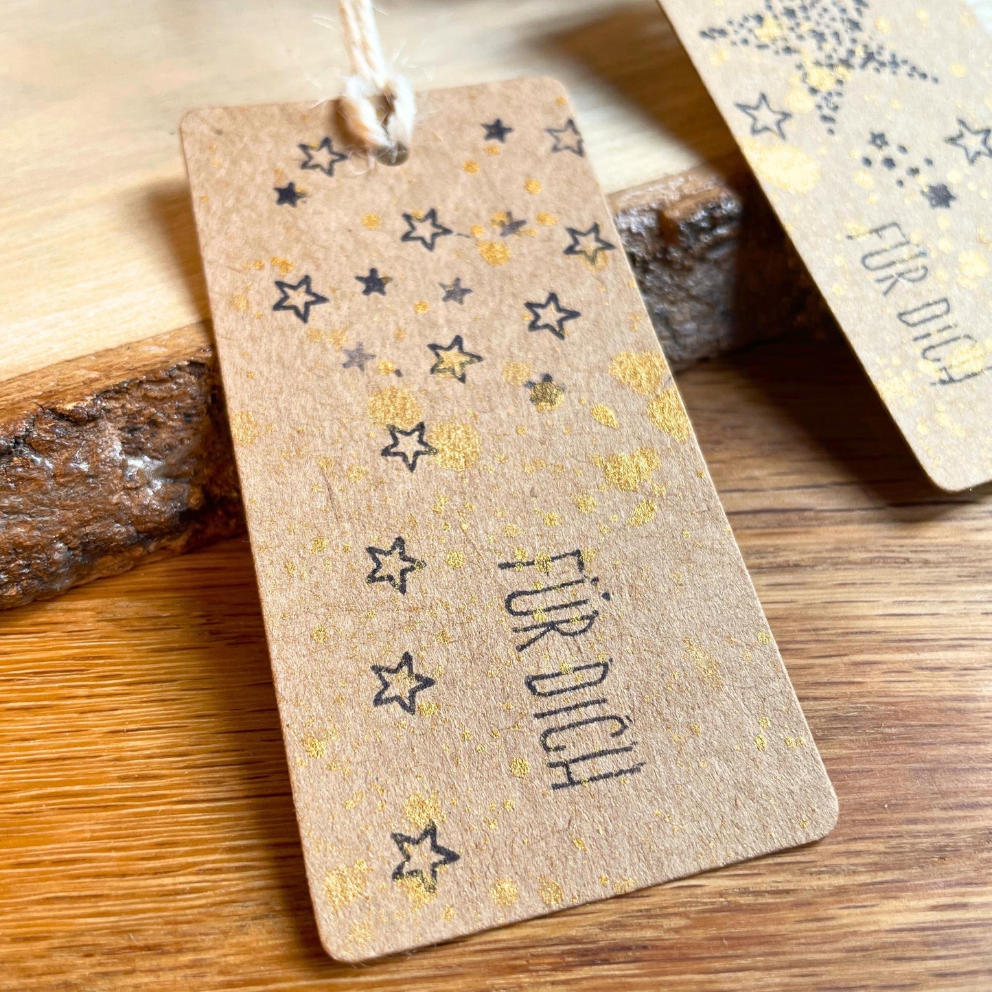 10er Set Original Geschenkanhänger Kraftpapier Stern "Für Dich"