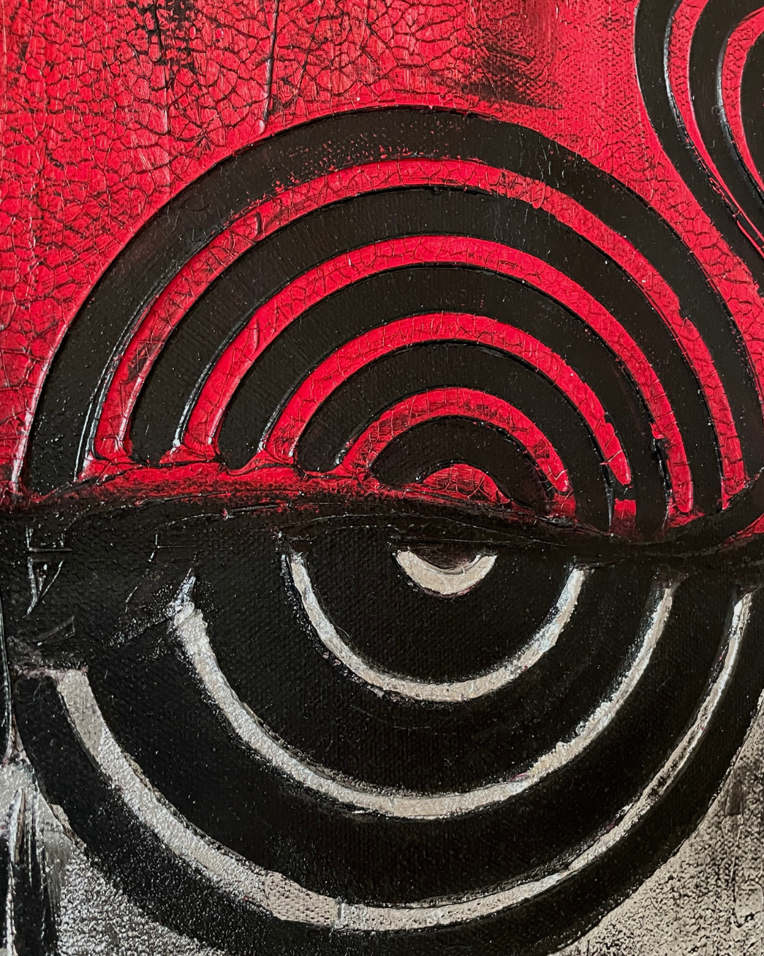 05 - Abstrakte Acrylmalerei Rot-Schwarz-Weiß - Unikat 50x100cm