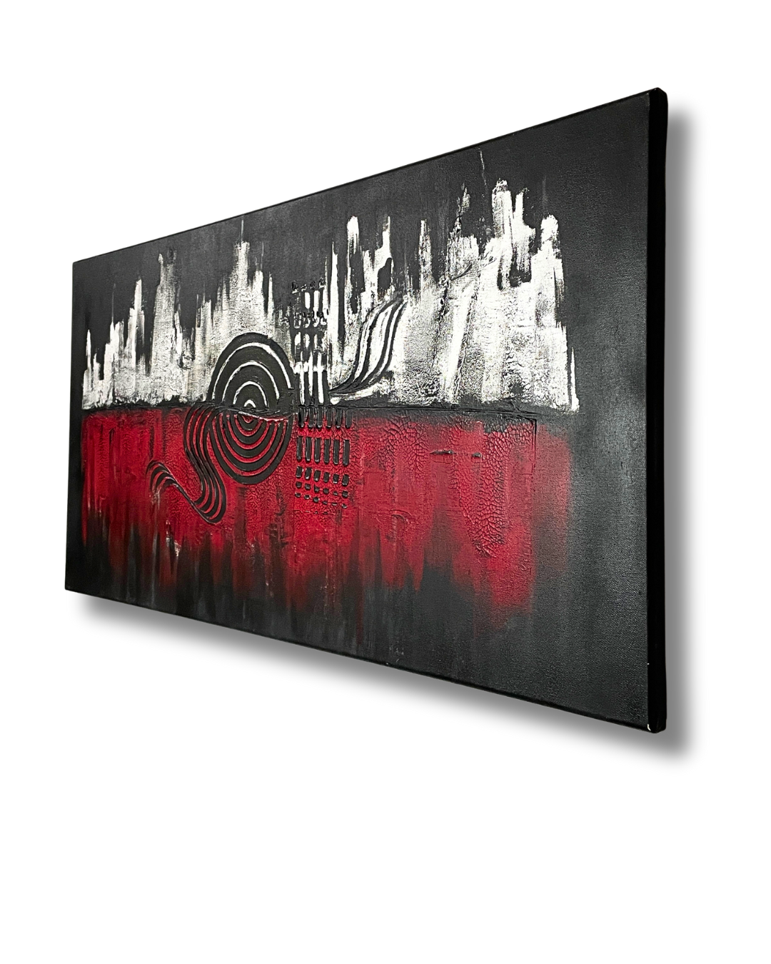 05 - Abstrakte Acrylmalerei Rot-Schwarz-Weiß - Unikat 50x100cm