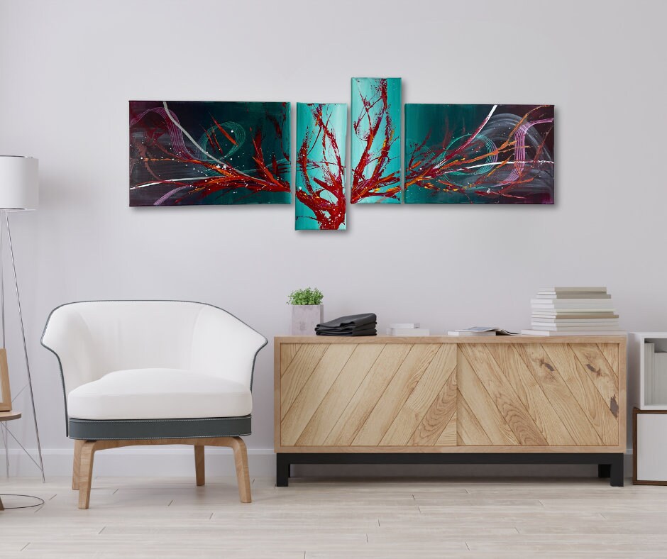 mehrteilige wandbilder xxl Als Wanddeko im Wohnzimmer. Original Kunst von Janiscolorart.
