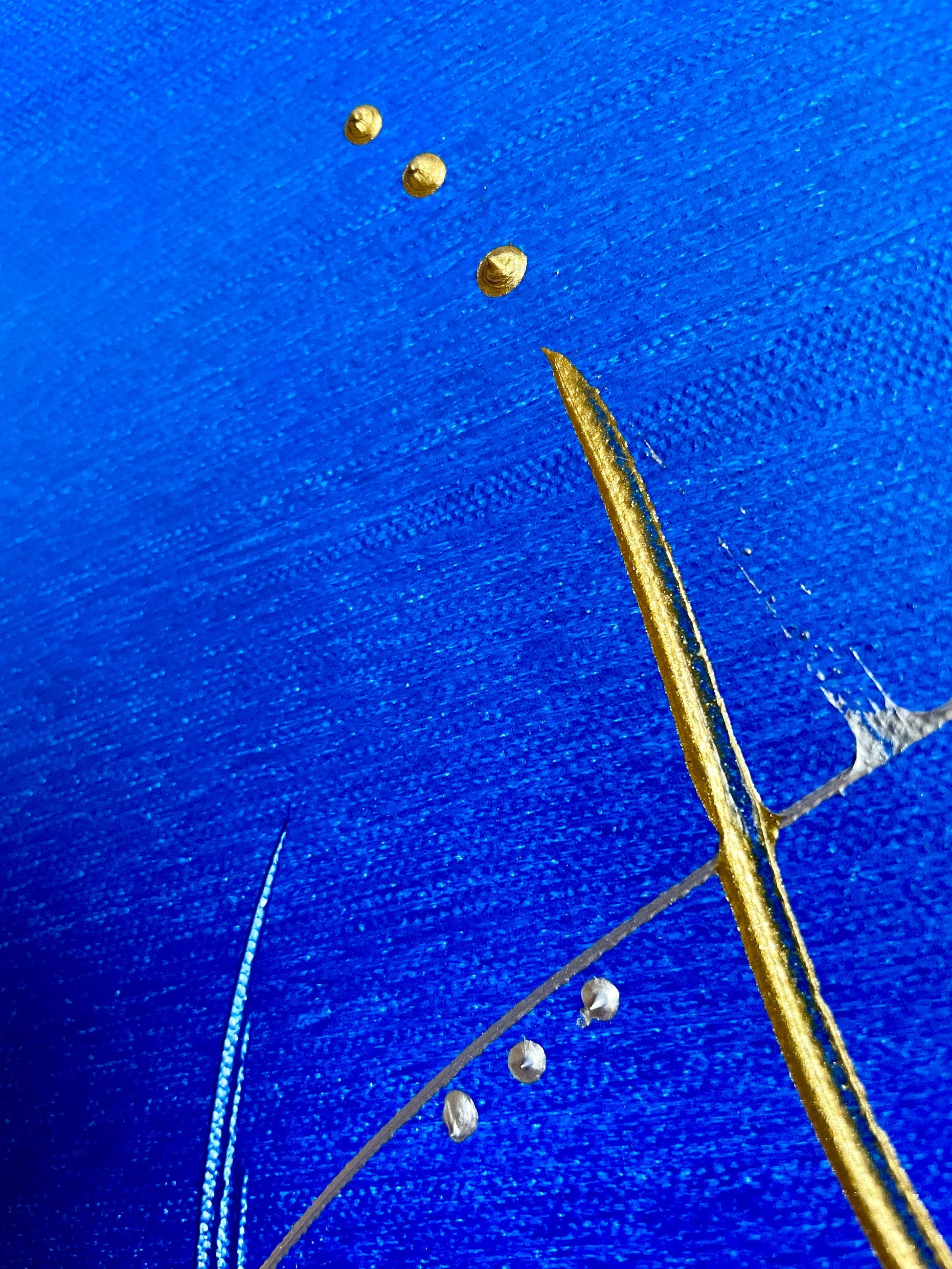 Original Acrylgemälde kaufen - Handgemaltes Original in Blau und Silber. Perfekt als Wanddeko.