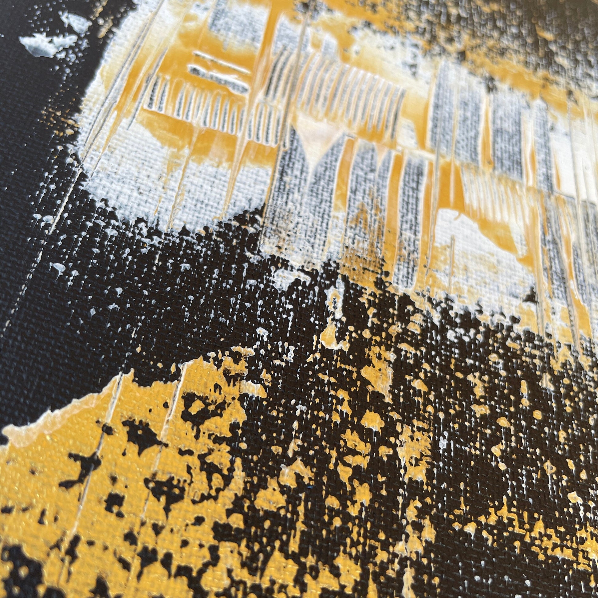 original gemälde günstig kaufen: Abstraktes Wandbild in schwarz Gold und Weiß.