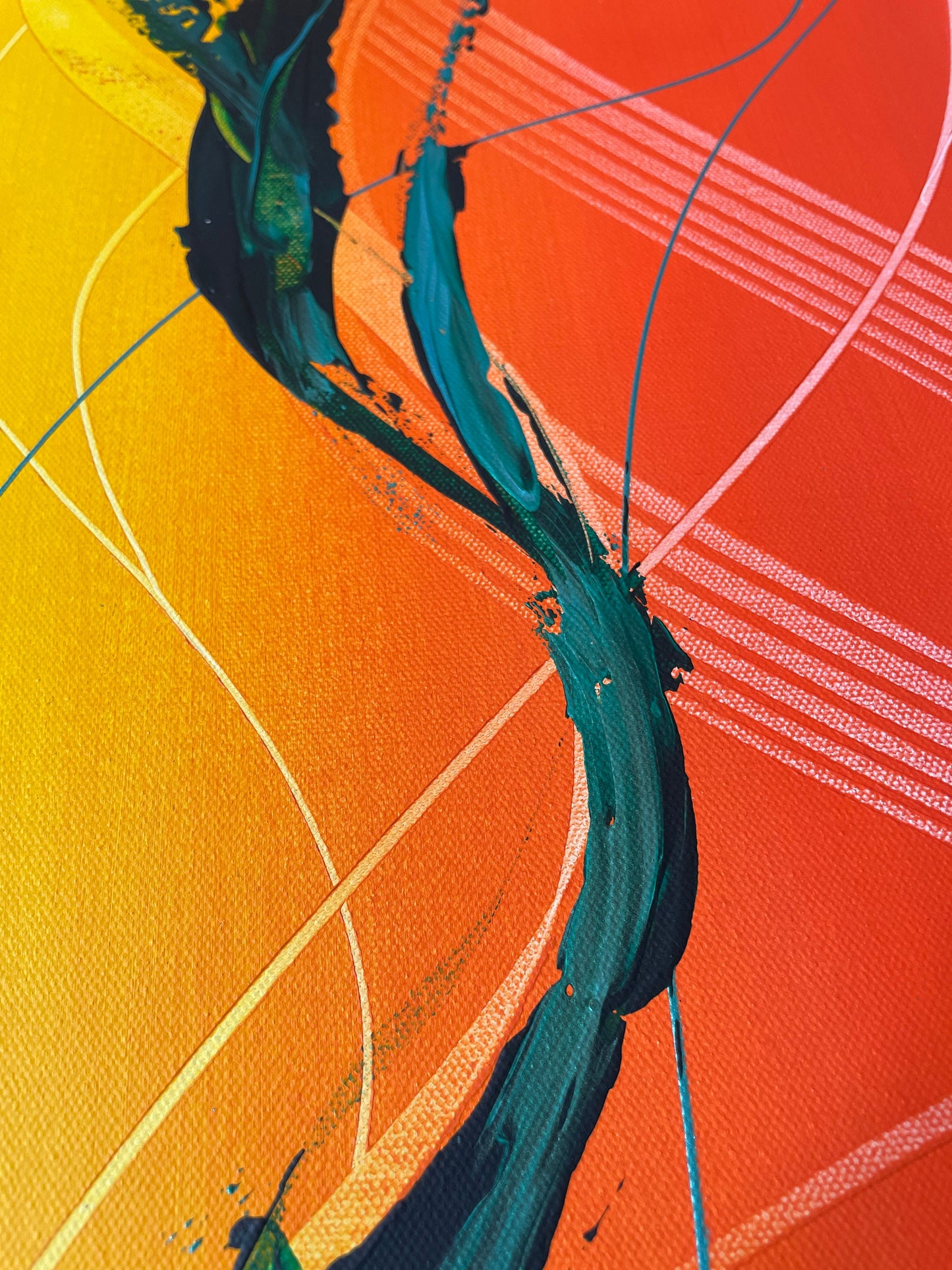 Acrylgemälde Abstrakt Rot Orange Gelb Grün