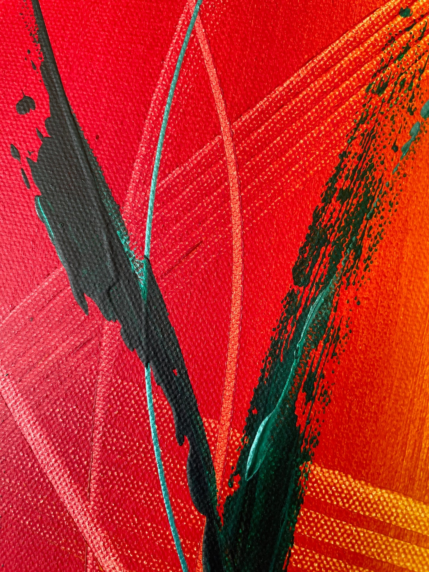 Acrylgemälde Abstrakt Rot Orange Gelb Grün