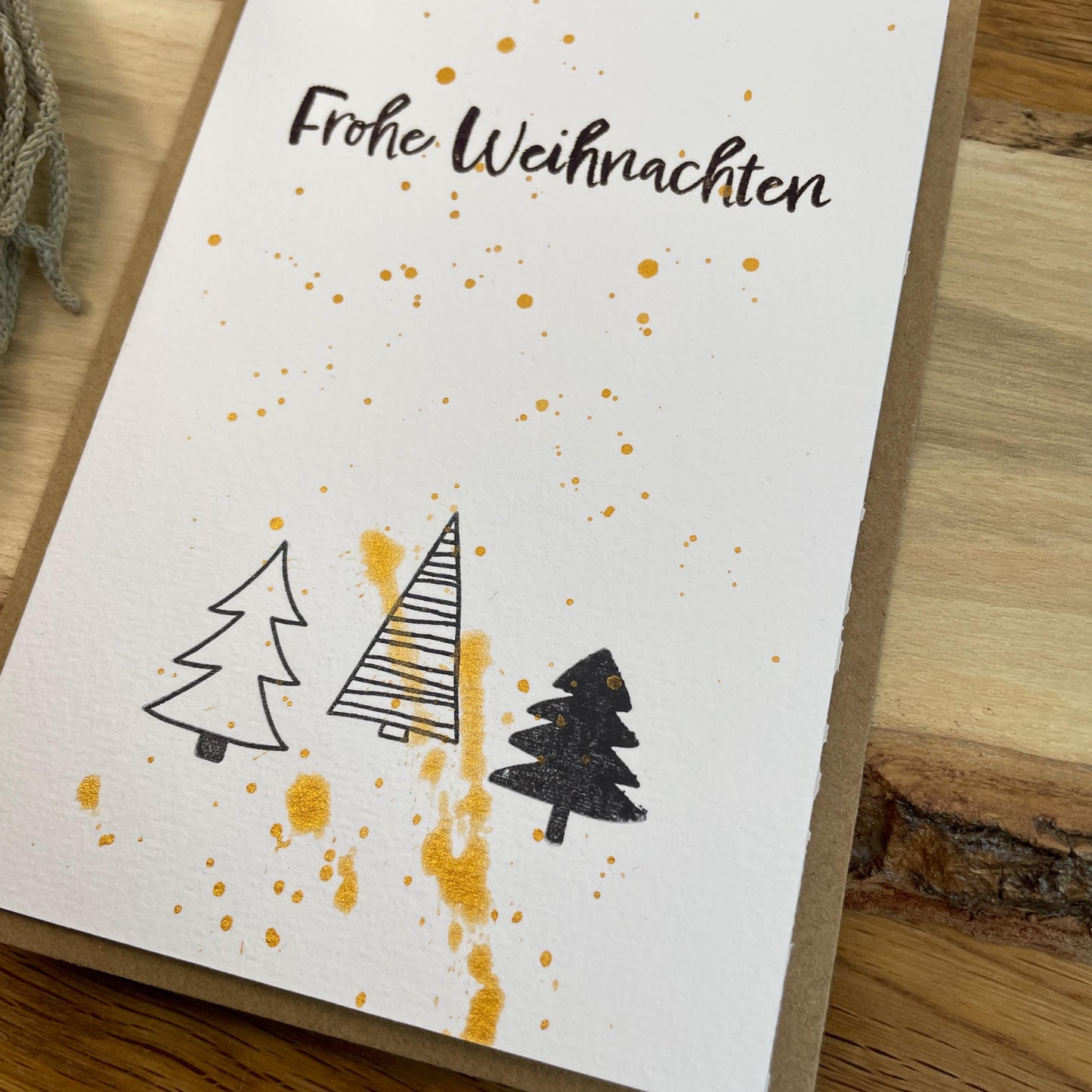3er Set Weihnachtskarten Tannenbaum Schwarz Gold