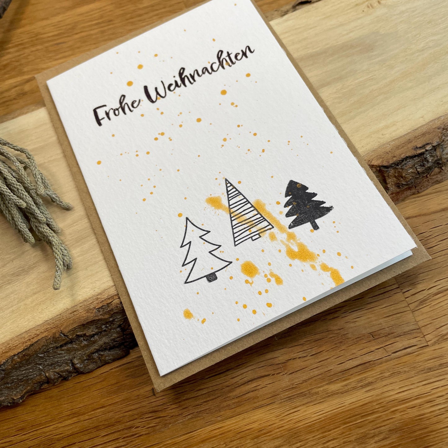 3er Set Weihnachtskarten Tannenbaum Schwarz Gold