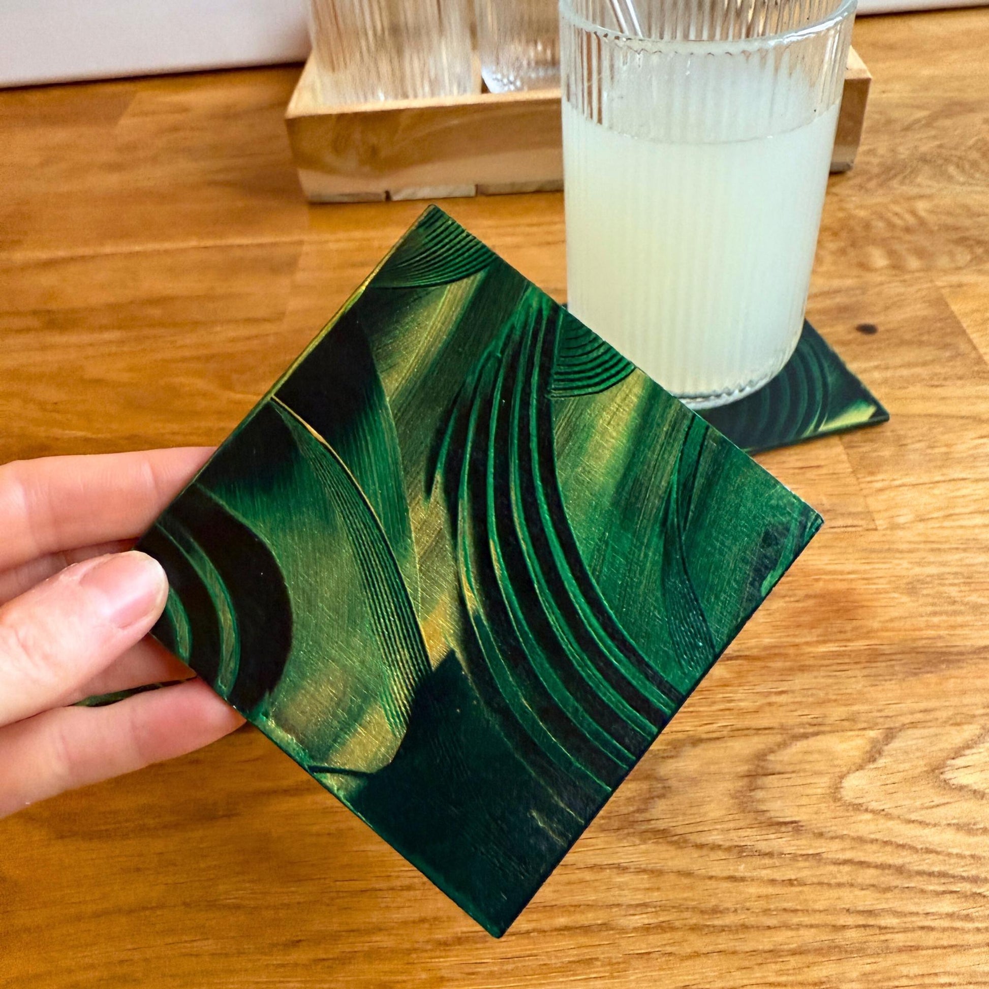 Ausgefallene Untersetzer für Gläser im Set als Geschenk zum Einzug.