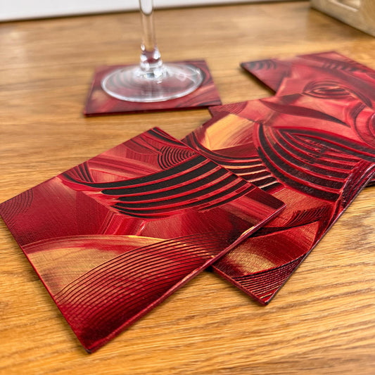 ausgefallene untersetzer für gläser im Set für einen schönen gedeckten Tisch.