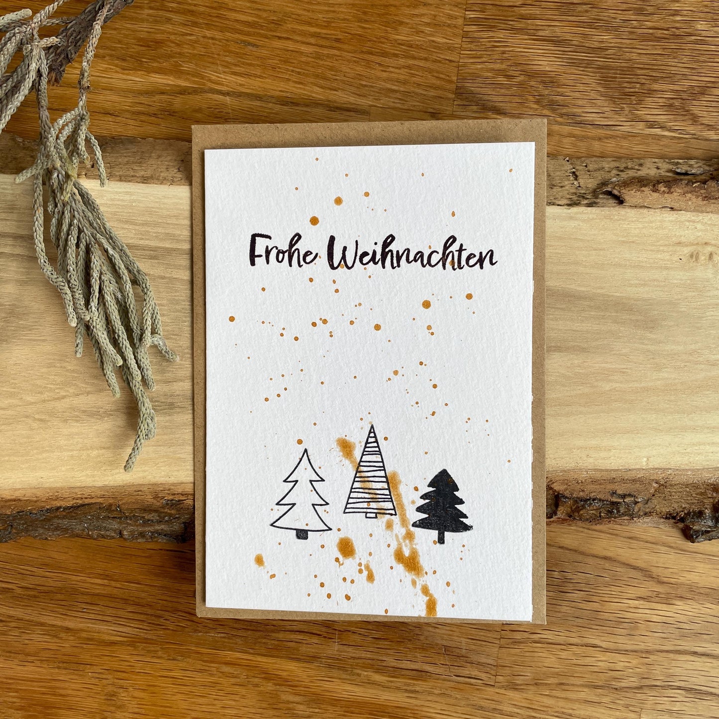 3er Set Weihnachtskarten Tannenbaum Schwarz Gold