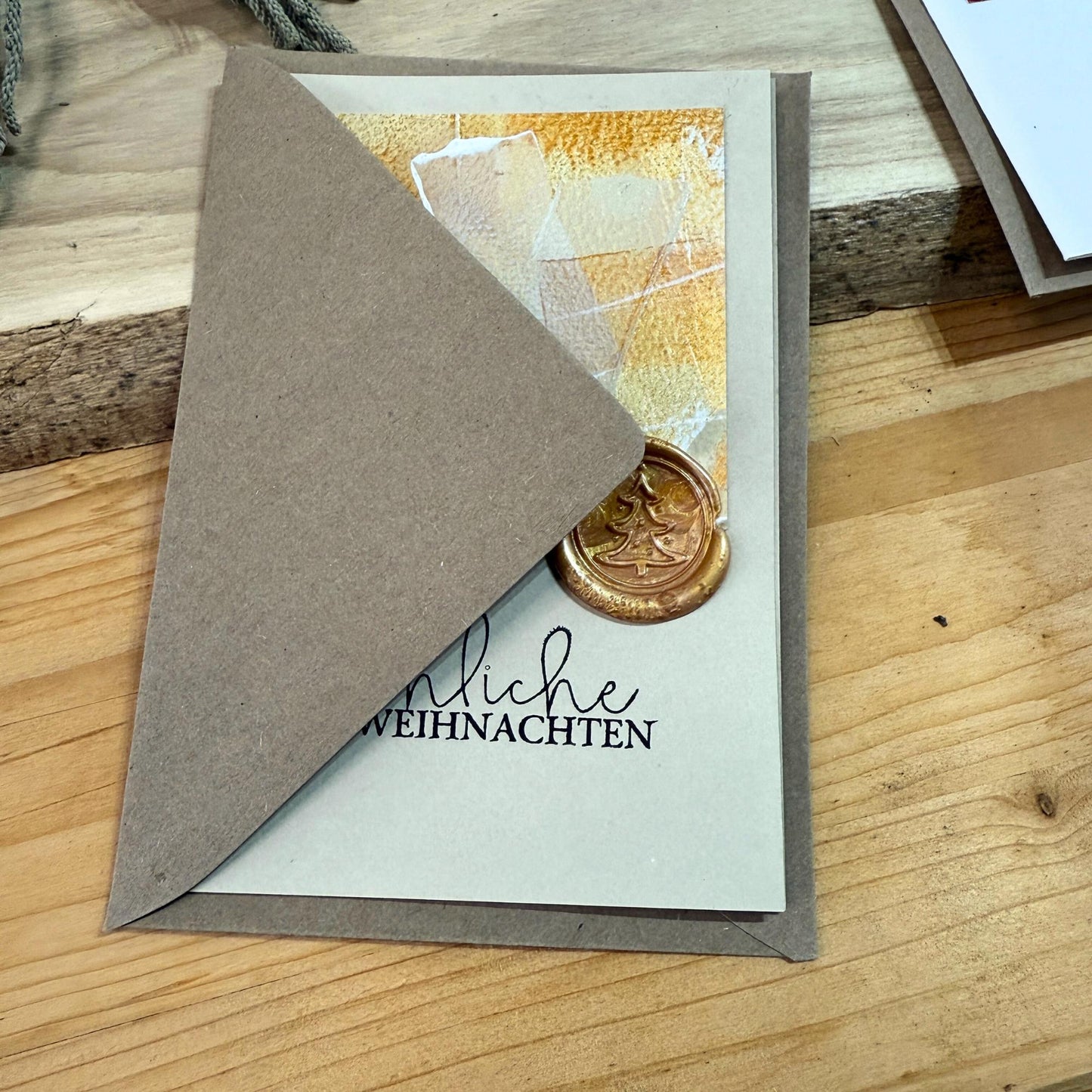 Weihnachtskarten Set Elegant mit Wachssiegel in Rot und Gold