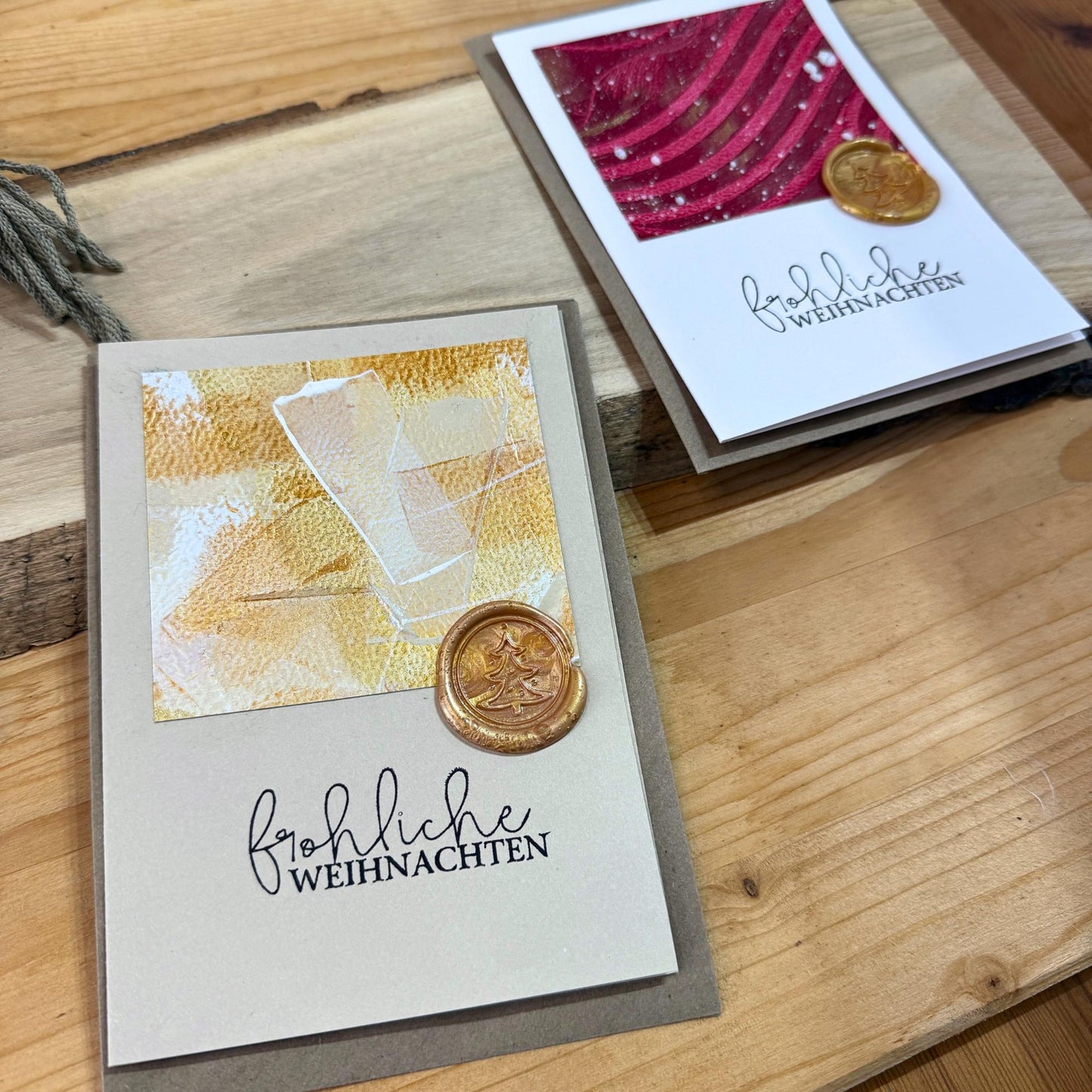 Weihnachtskarten Set Elegant mit Wachssiegel in Rot und Gold