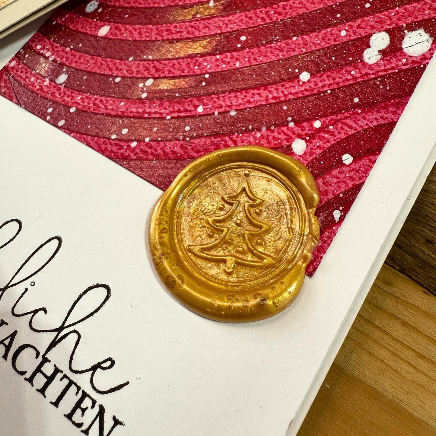 Weihnachtskarten Set Elegant mit Wachssiegel in Rot und Gold