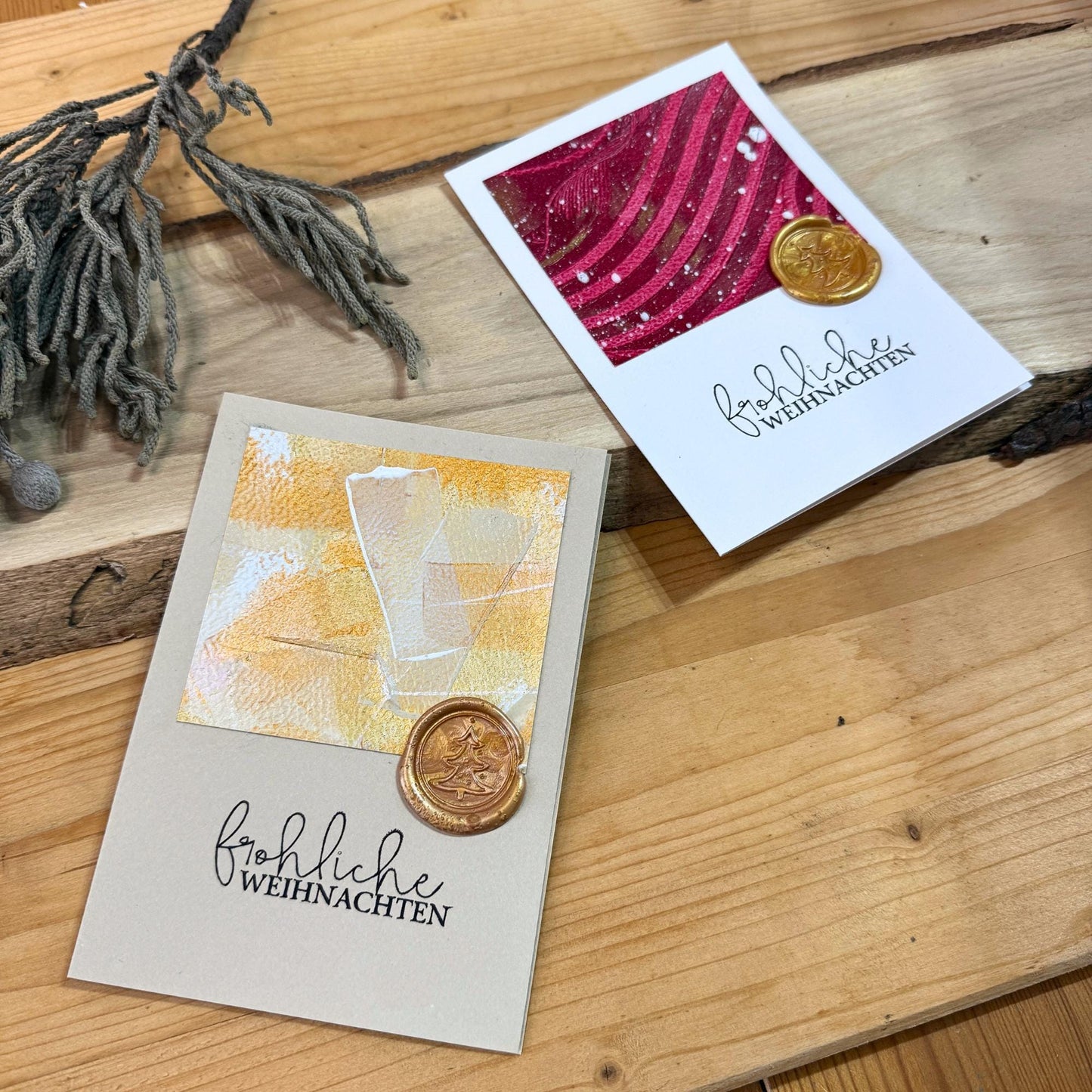 Weihnachtskarten Set Elegant mit Wachssiegel in Rot und Gold