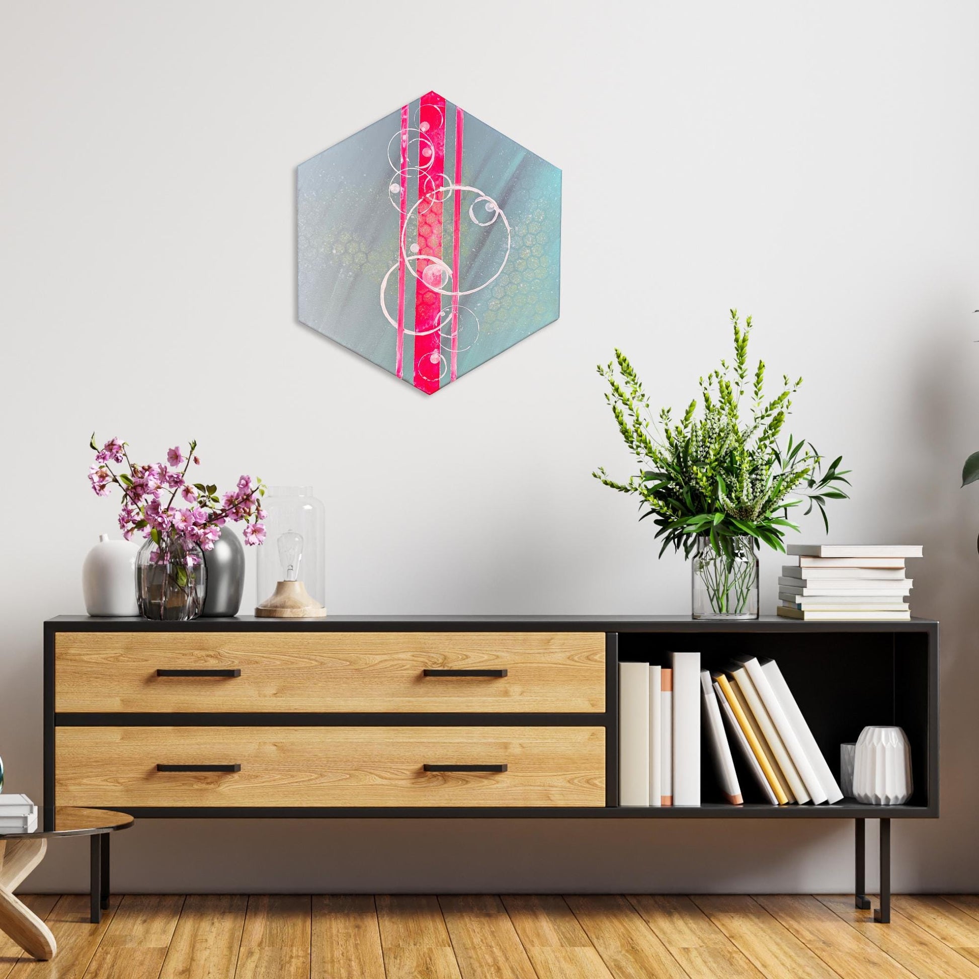 außergewöhnliche Gemälde abstrakt. Das moderne Gemälde wurde von der Künstlerin Janiscolorart handgemalt.