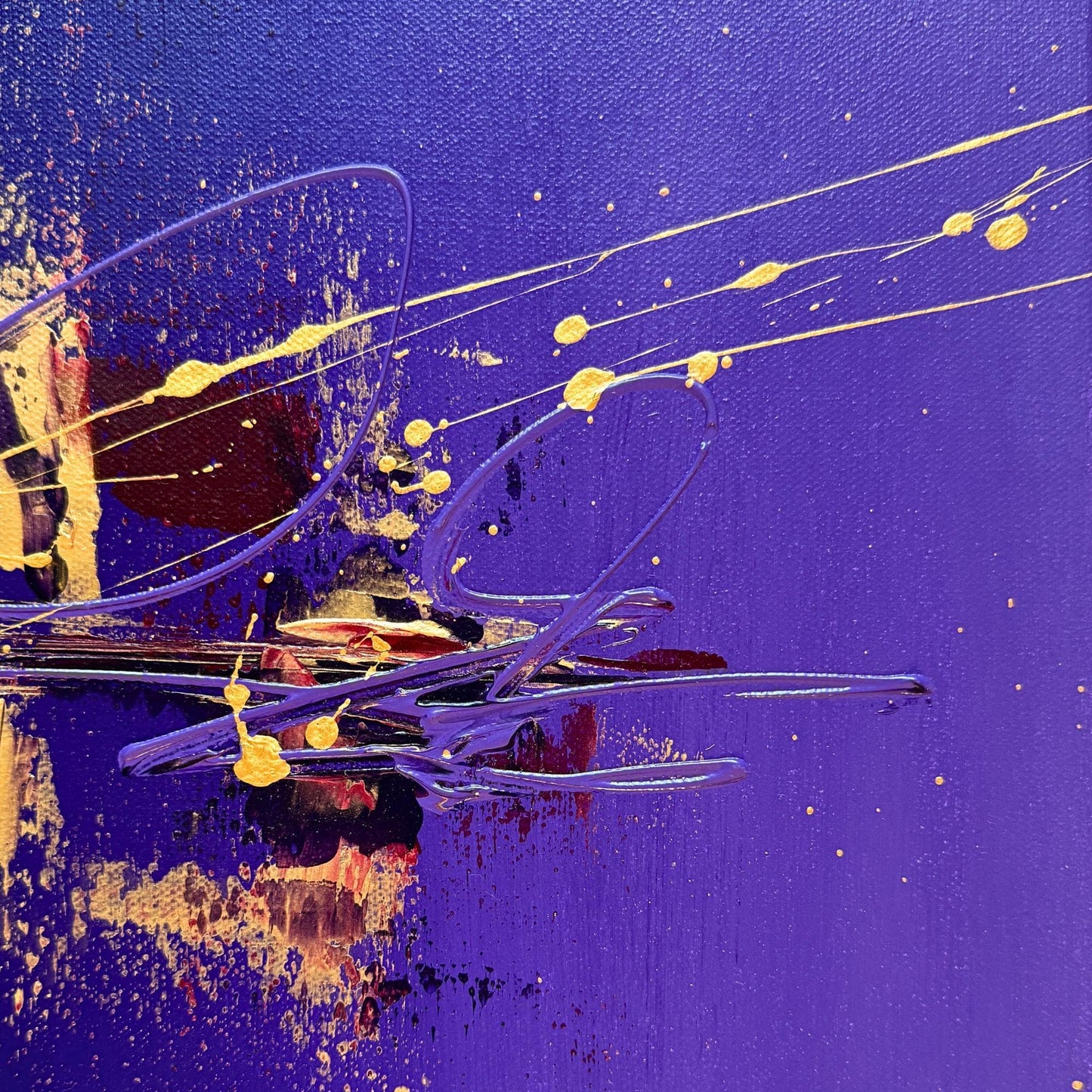 Original Acrylgemälde kaufen - Handgemaltes Unikat in Violett und Gold. Perfekt als Wanddeko.