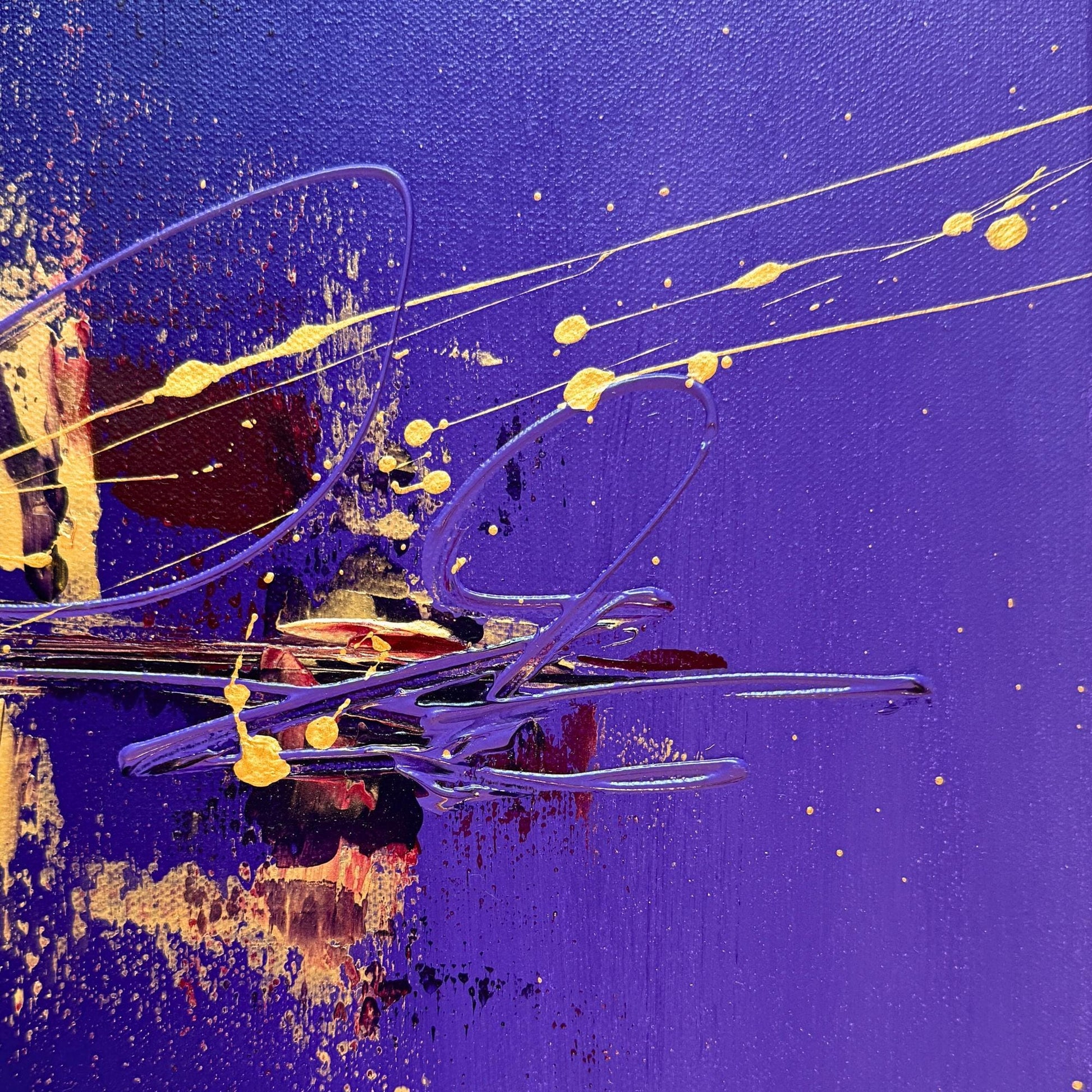 Original Acrylgemälde kaufen - Handgemaltes Unikat in Violett und Gold. Perfekt als Wanddeko.