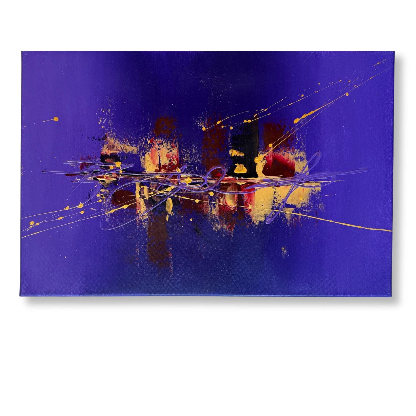 Original Acrylgemälde kaufen - Handgemaltes Unikat in Violett und Gold. Perfekt als Wanddeko.