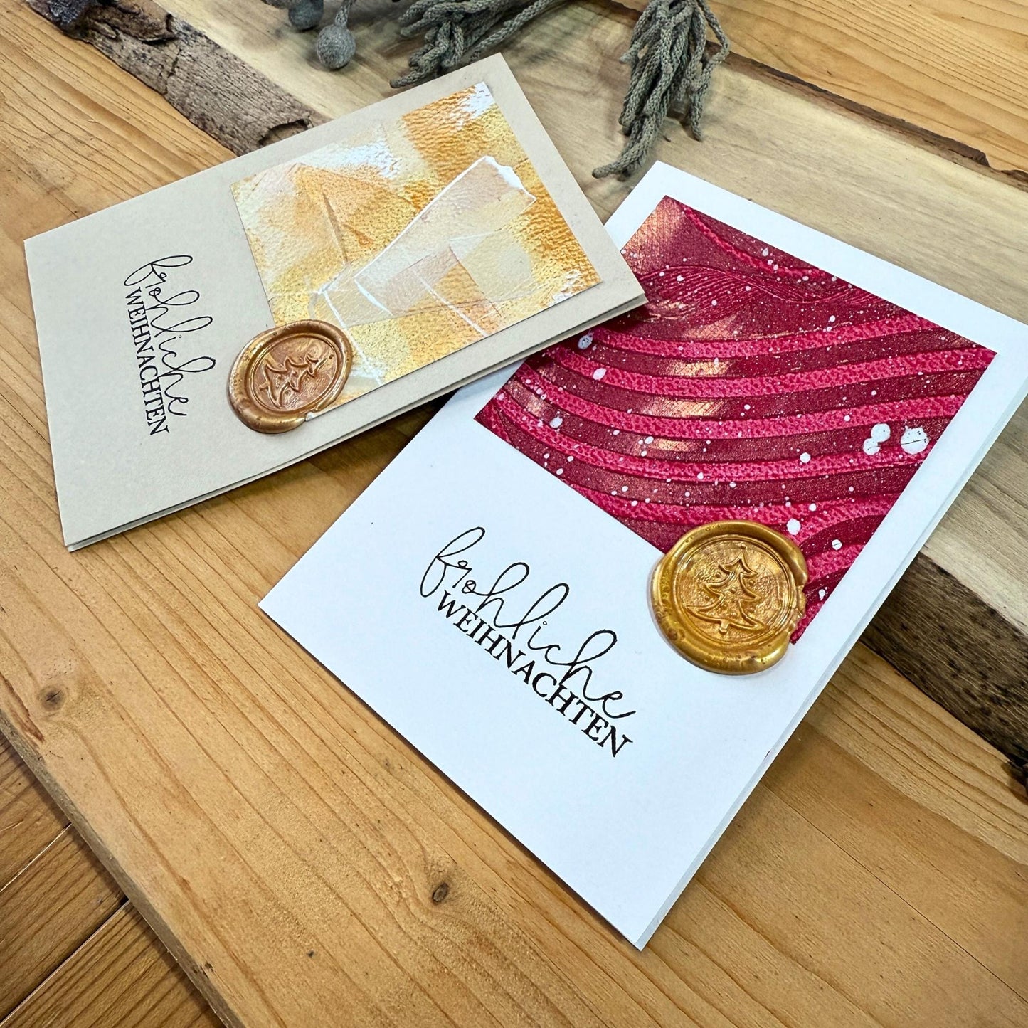 Weihnachtskarten Set Elegant mit Wachssiegel in Rot und Gold