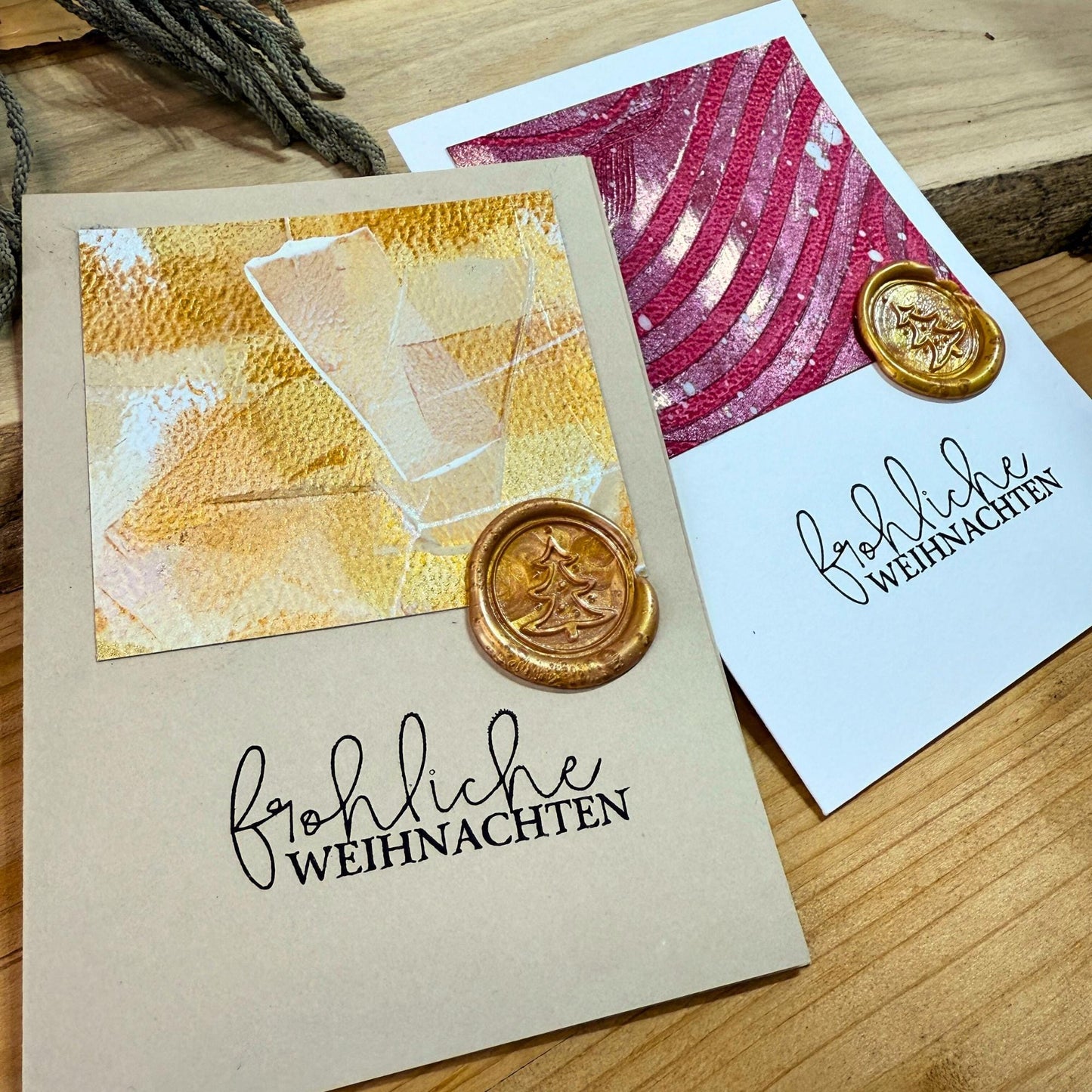 Weihnachtskarten Set Elegant mit Wachssiegel in Rot und Gold