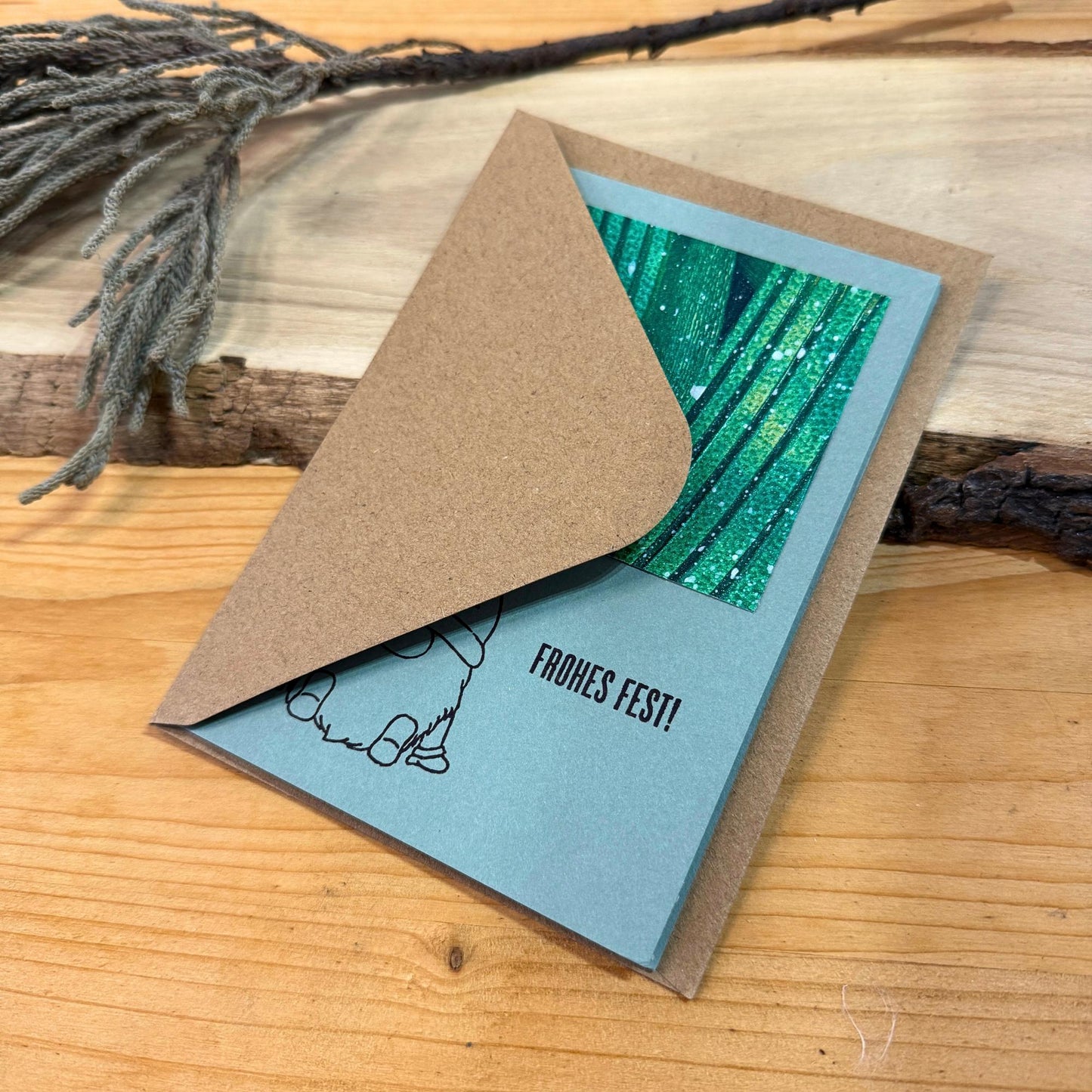 3er Set Weihnachtskarten "Frohes Fest" mit süßem Wichtel Design