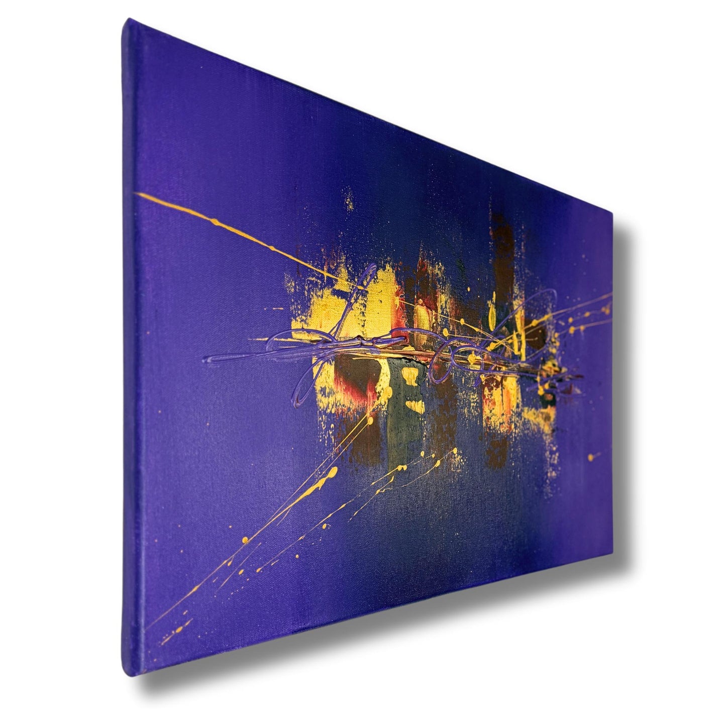 Original Acrylgemälde kaufen - Handgemaltes Unikat in Violett und Gold. Perfekt als Wanddeko.