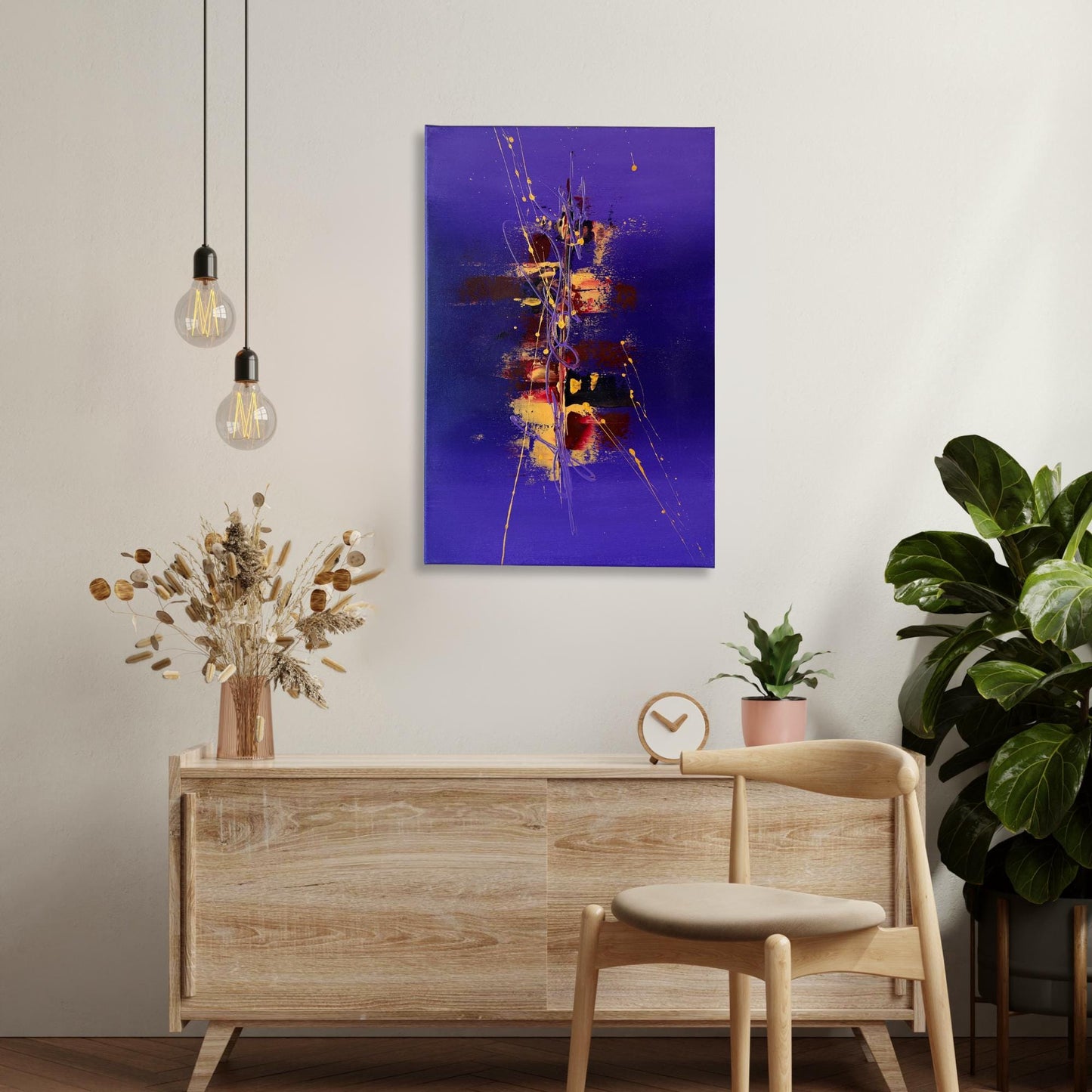 Original Acrylgemälde kaufen - Handgemaltes Unikat in Violett und Gold. Perfekt als Wanddeko.