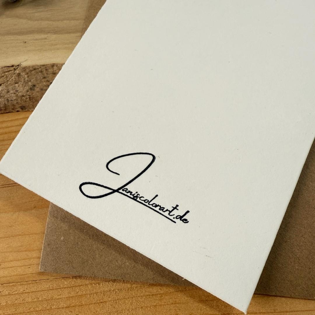 Handgemalte Hochzeitskarte Aquarell. Von der deutschen Künstlerin Janiscolorart.