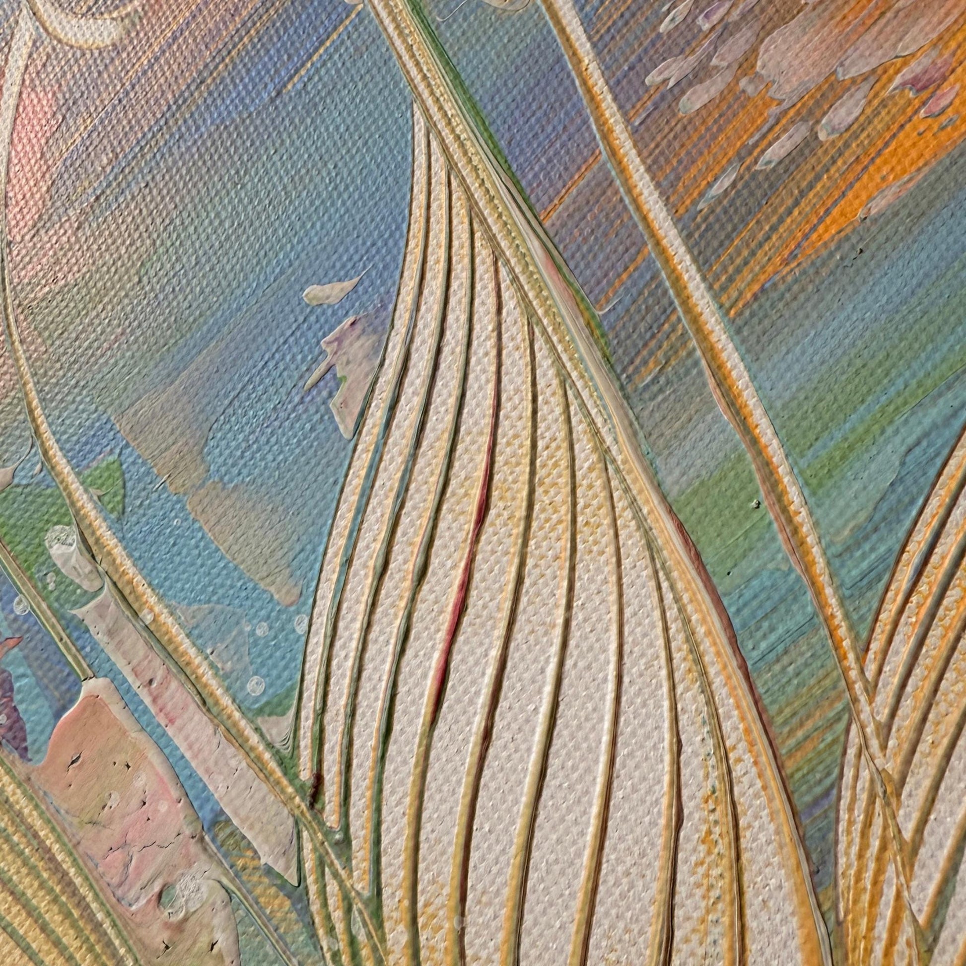 Details Abstraktes Diptychon 2-teilig. Handgemaltes Acrylbild mit floralem Motiv in Pastellfarben. Ideal für Flur-Deko.