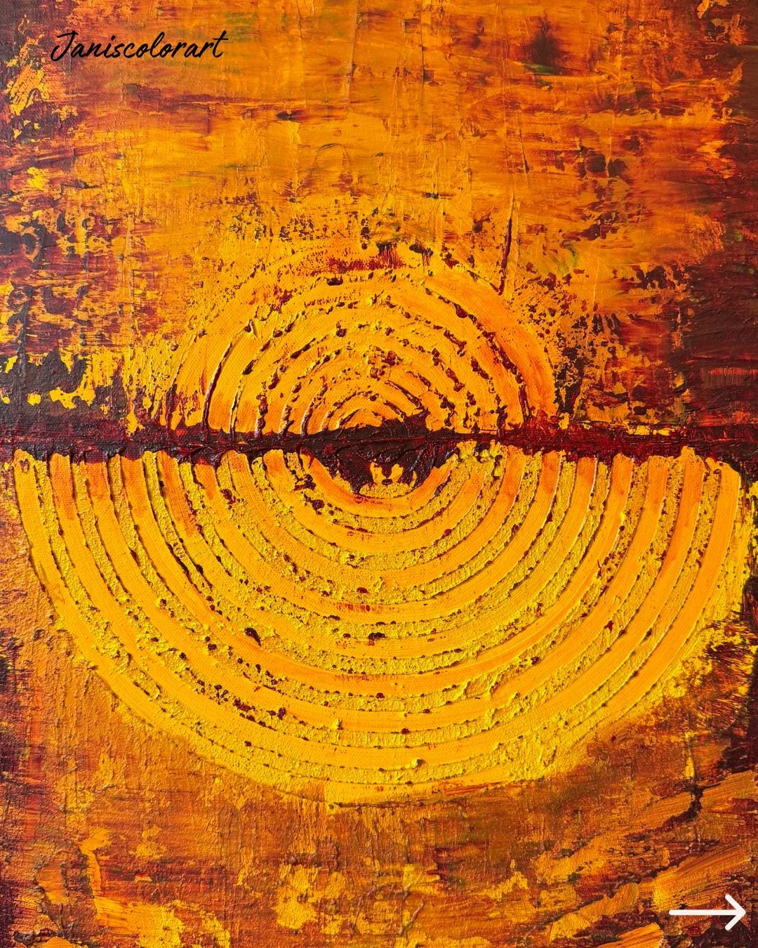 Details Abstraktes Triptychon 3-teilig. Strukturbild in Rot, Gelb und Beere. Modernes Acrylgemälde für Wohnzimmer.