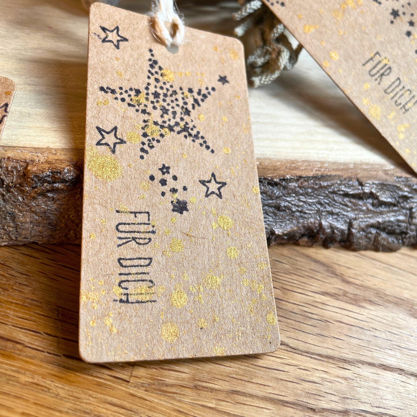 10er Set Original Geschenkanhänger Kraftpapier Stern "Für Dich"