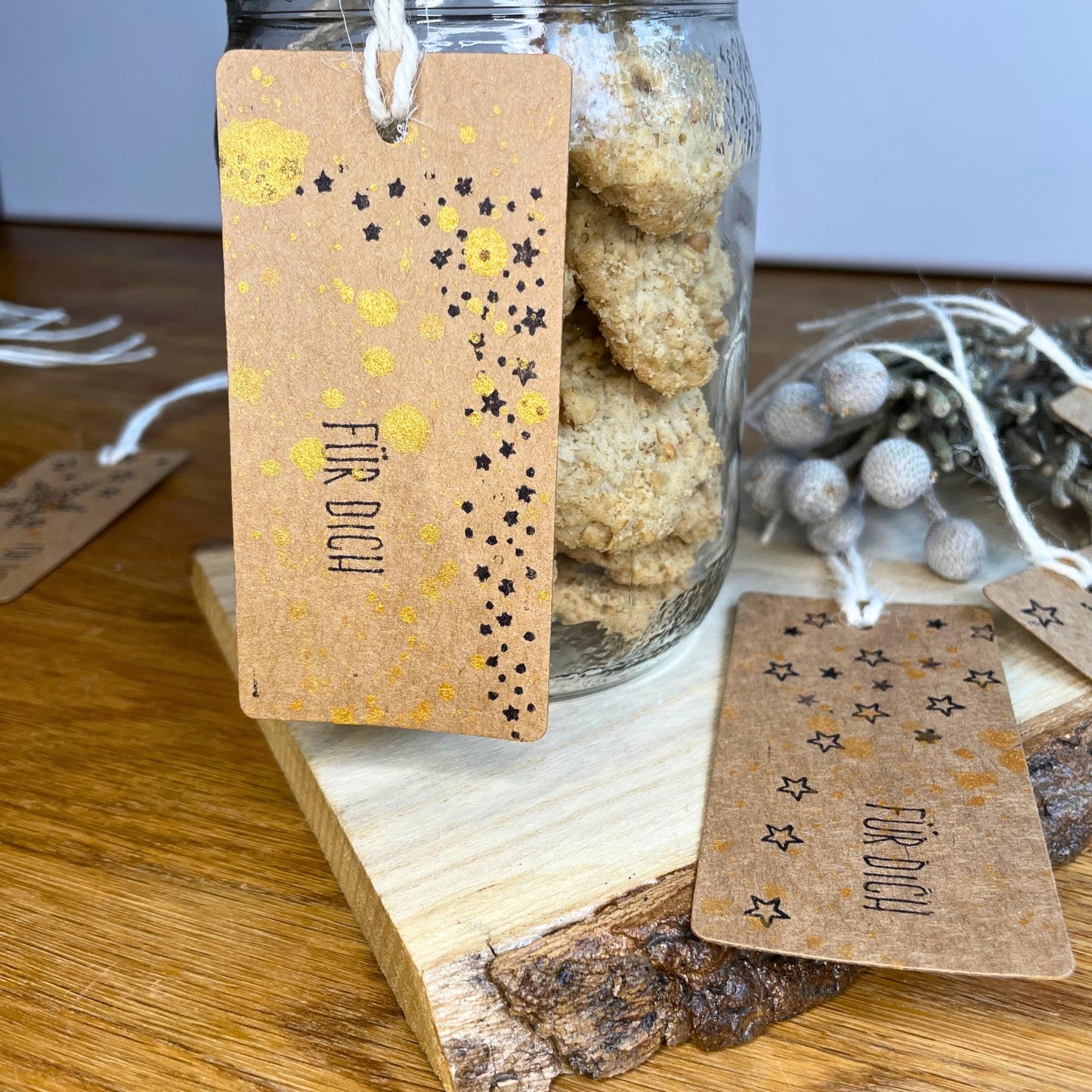 10er Set Original Geschenkanhänger Kraftpapier Stern "Für Dich"