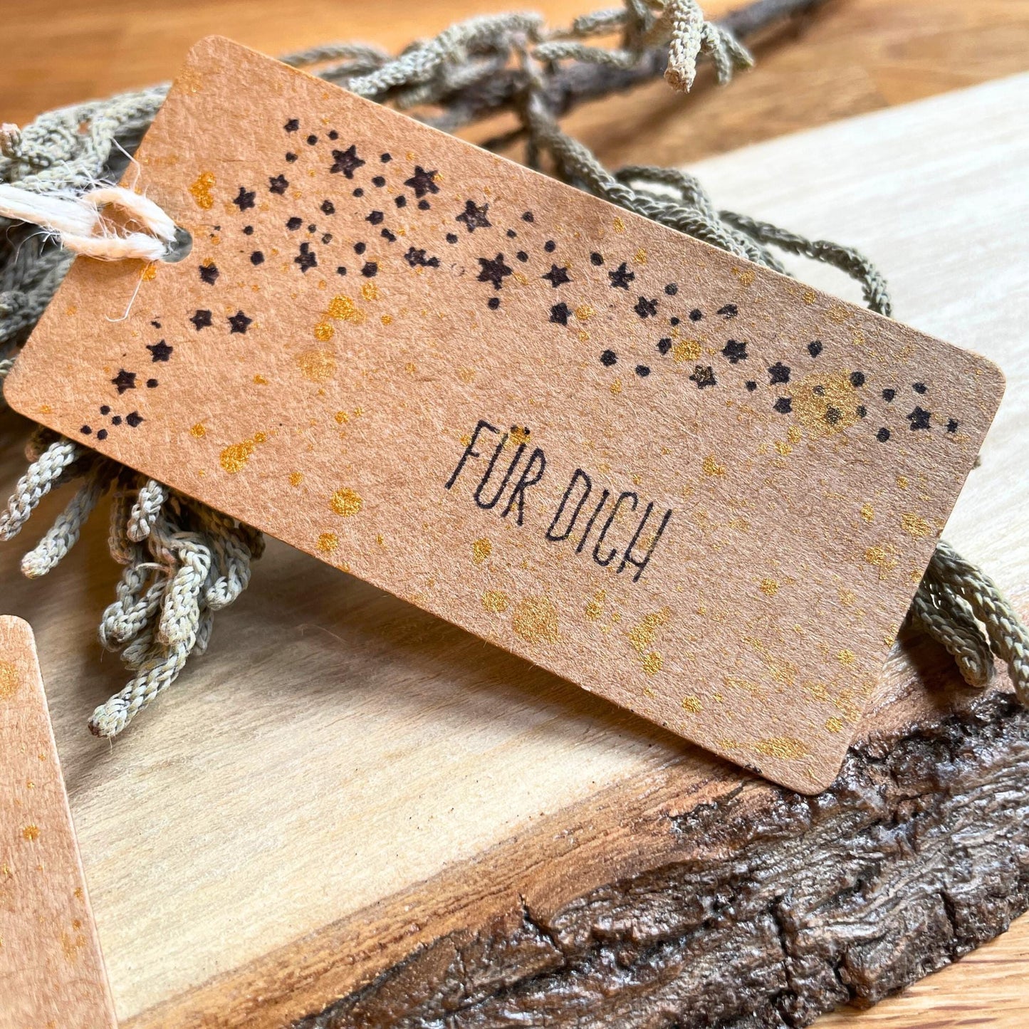 10er Set Original Geschenkanhänger Kraftpapier Stern "Für Dich"