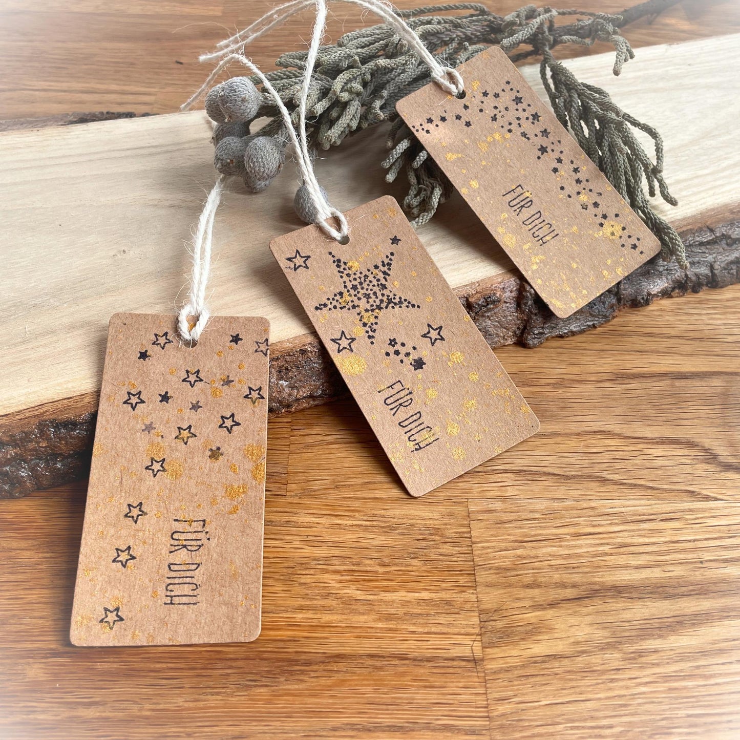 10er Set Original Geschenkanhänger Kraftpapier Stern "Für Dich"